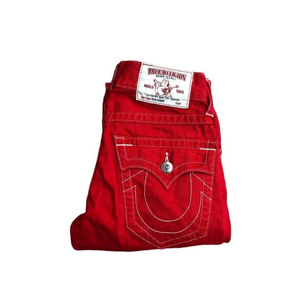VINTAGE True Religion Jeans Size 27 STRAIGHT RED - Picture 9 of 9